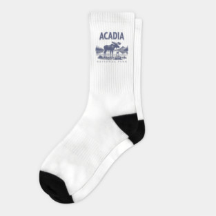 Acadia National Park, Vintage Moose Souvenir Socks