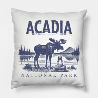 Acadia National Park, Vintage Moose Souvenir Pillow