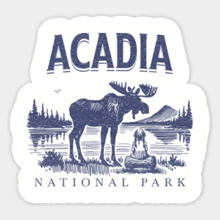 Acadia National Park, Vintage Moose Souvenir Sticker