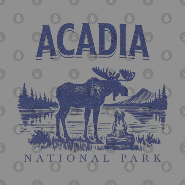 Acadia National Park, Vintage Moose Souvenir by Pixel Threads 