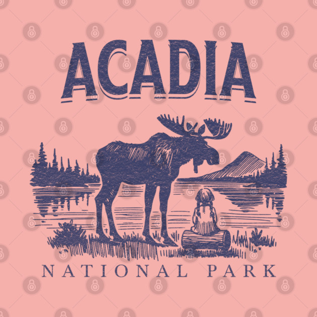 Acadia National Park, Vintage Moose Souvenir by Pixel Threads 