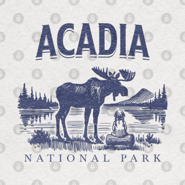 Acadia National Park, Vintage Moose Souvenir by Pixel Threads 