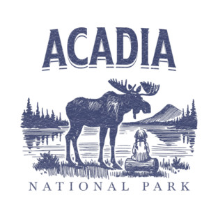 Acadia National Park, Vintage Moose Souvenir T-Shirt