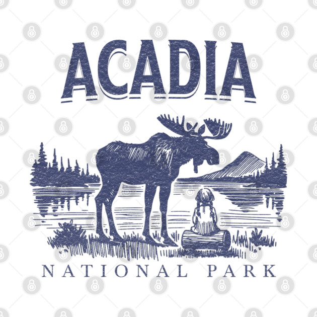 Acadia National Park, Vintage Moose Souvenir by Pixel Threads 