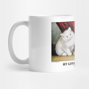 Vintage Cat Art - Currier and Ives - My Little White Kitties Playing Dominos Mug