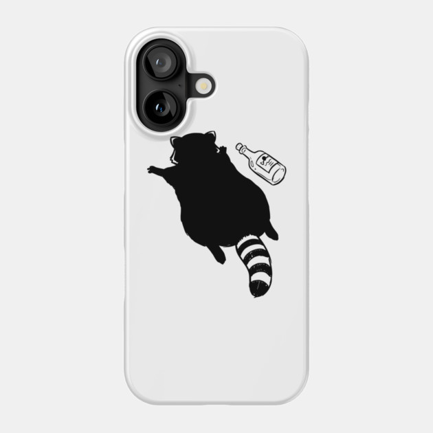 Funny passed out trashed raccoon in full sploot next to an empty bottle. Drunk raccoon passed out face down, viral meme Phone Case by Luxinda