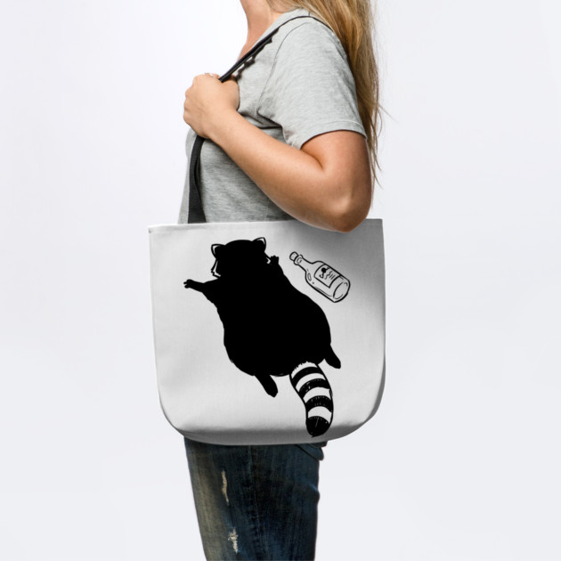 Funny passed out trashed raccoon in full sploot next to an empty bottle. Drunk raccoon passed out face down, viral meme by Luxinda