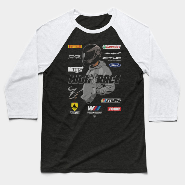 Racing High Baseball T-Shirt by Wrongteeshirt