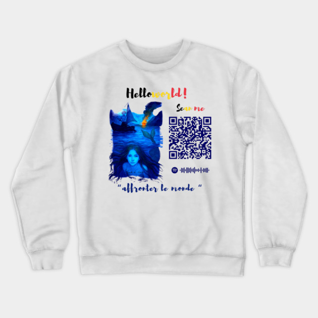 Affronter Le Monde Merch Drop Mermaid Song QR Code Link Crewneck Sweatshirt by Art4Music