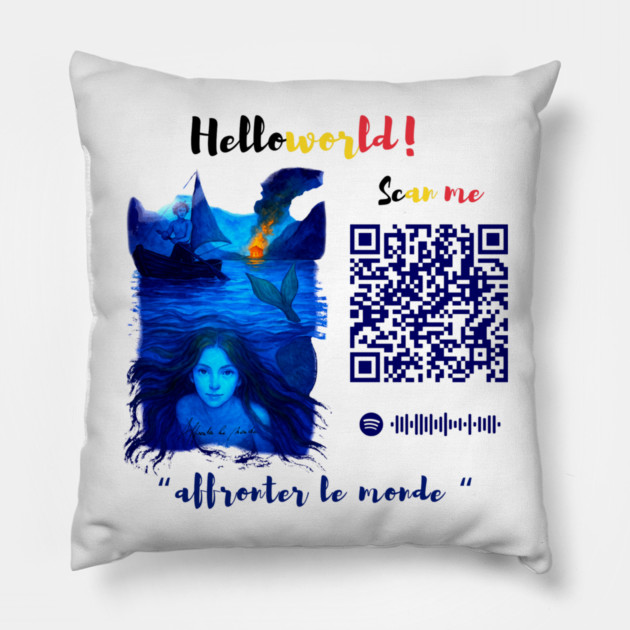 Affronter Le Monde Merch Drop Mermaid Song QR Code Link Pillow by Art4Music