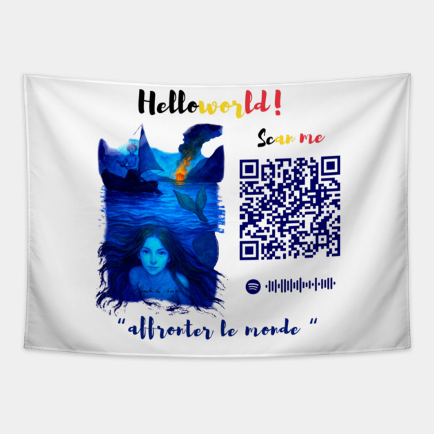 Affronter Le Monde Merch Drop Mermaid Song QR Code Link Tapestry by Art4Music