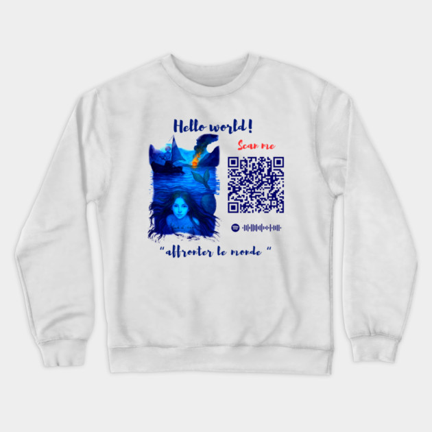 Affronter Le Monde Merch Drop Mermaid Song QR Code Link Crewneck Sweatshirt by Art4Music