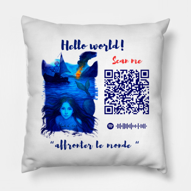 Affronter Le Monde Merch Drop Mermaid Song QR Code Link Pillow by Art4Music