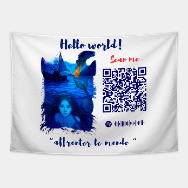 Affronter Le Monde Merch Drop Mermaid Song QR Code Link Tapestry by Art4Music