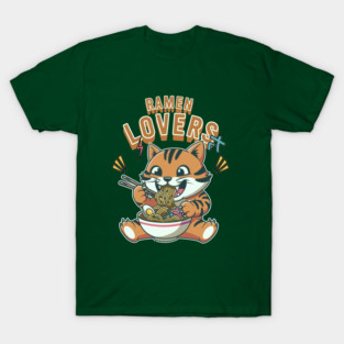 Ramen Lovers – Cute Noodle Cat Eating Ramen Kawaii Illustration T-Shirt