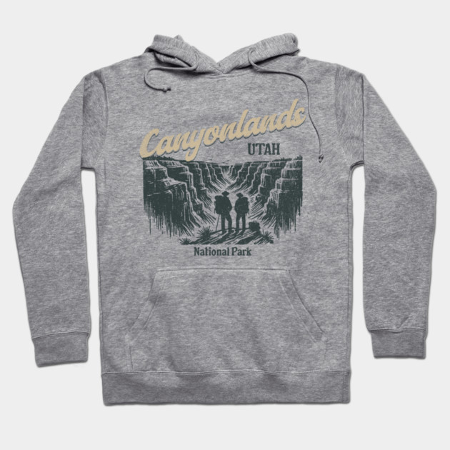 Canyonlands National Park Vintage Hiker, Utah Souvenir Design Hoodie by Pixel Threads 