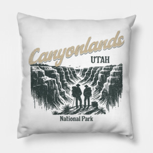 Canyonlands National Park Vintage Hiker, Utah Souvenir Design Pillow