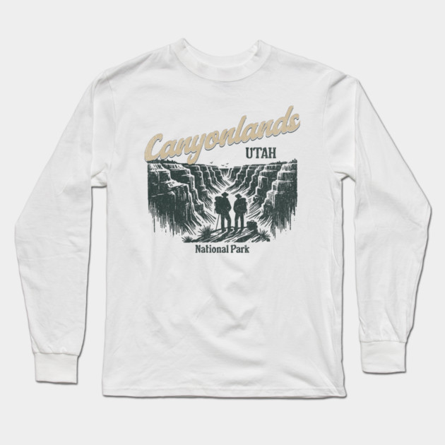 Canyonlands National Park Vintage Hiker, Utah Souvenir Design Long Sleeve T-Shirt by Pixel Threads 