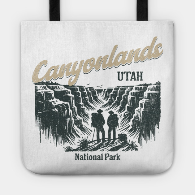 Canyonlands National Park Vintage Hiker, Utah Souvenir Design Tote by Pixel Threads 