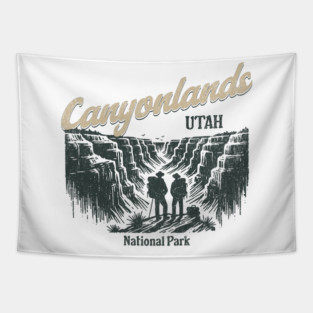 Canyonlands National Park Vintage Hiker, Utah Souvenir Design Tapestry