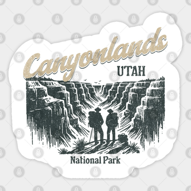 Canyonlands National Park Vintage Hiker, Utah Souvenir Design Sticker by Pixel Threads 