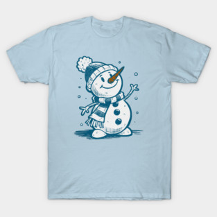 Cute Retro Snowman Winter Cartoon Cozy Seasonal Art T-Shirt