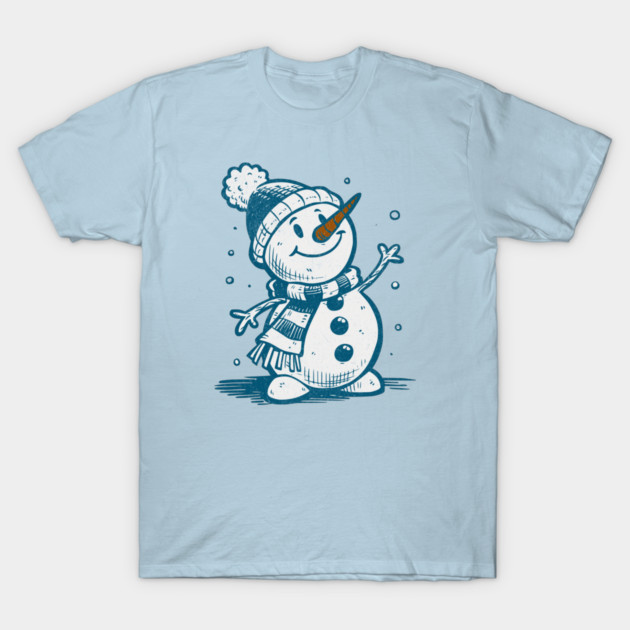 Cute Retro Snowman Winter Cartoon Cozy Seasonal Art T-Shirt by Yesteeyear