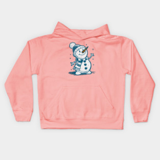 Cute Retro Snowman Winter Cartoon Cozy Seasonal Art Kids Hoodie