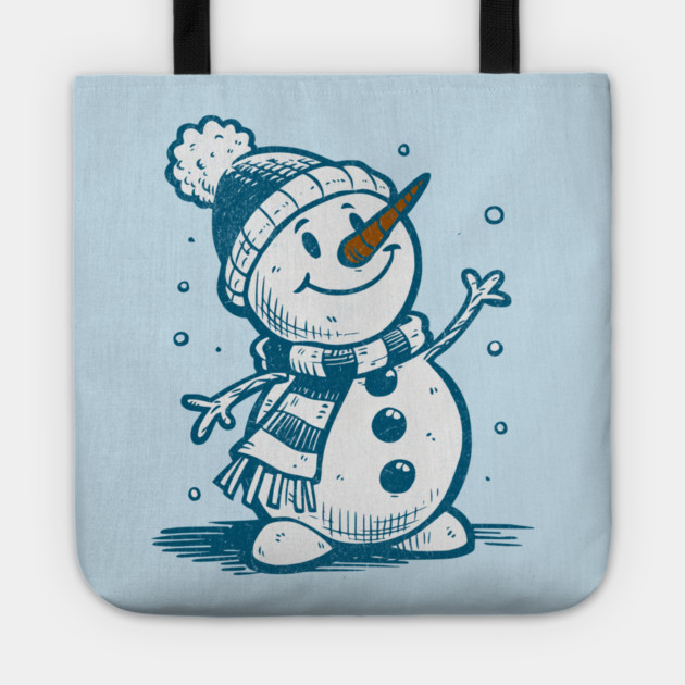 Cute Retro Snowman Winter Cartoon Cozy Seasonal Art Tote by Yesteeyear