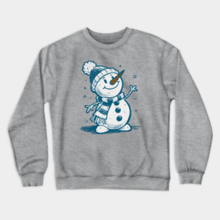 Cute Retro Snowman Winter Cartoon Cozy Seasonal Art Crewneck Sweatshirt