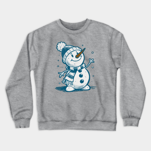 Cute Retro Snowman Winter Cartoon Cozy Seasonal Art Crewneck Sweatshirt by Yesteeyear