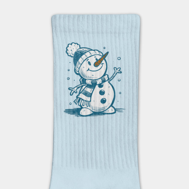 Cute Retro Snowman Winter Cartoon Cozy Seasonal Art by Yesteeyear