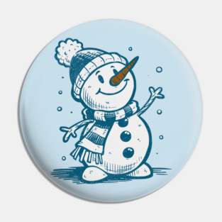 Cute Retro Snowman Winter Cartoon Cozy Seasonal Art Pin