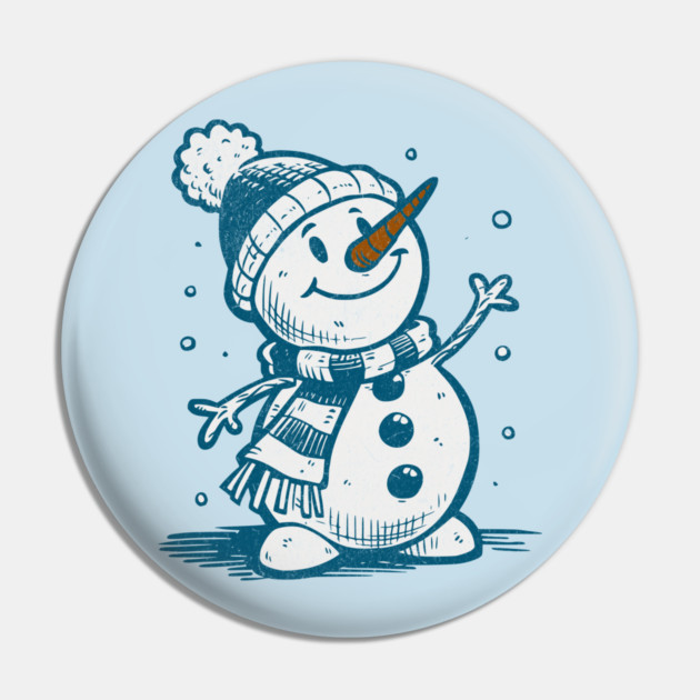 Cute Retro Snowman Winter Cartoon Cozy Seasonal Art Pin by Yesteeyear