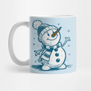 Cute Retro Snowman Winter Cartoon Cozy Seasonal Art Mug