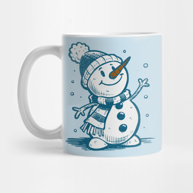 Cute Retro Snowman Winter Cartoon Cozy Seasonal Art by Yesteeyear