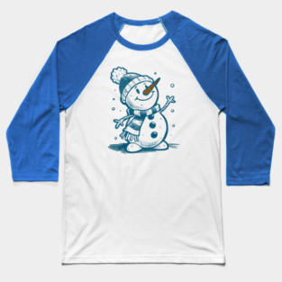Cute Retro Snowman Winter Cartoon Cozy Seasonal Art Baseball T-Shirt