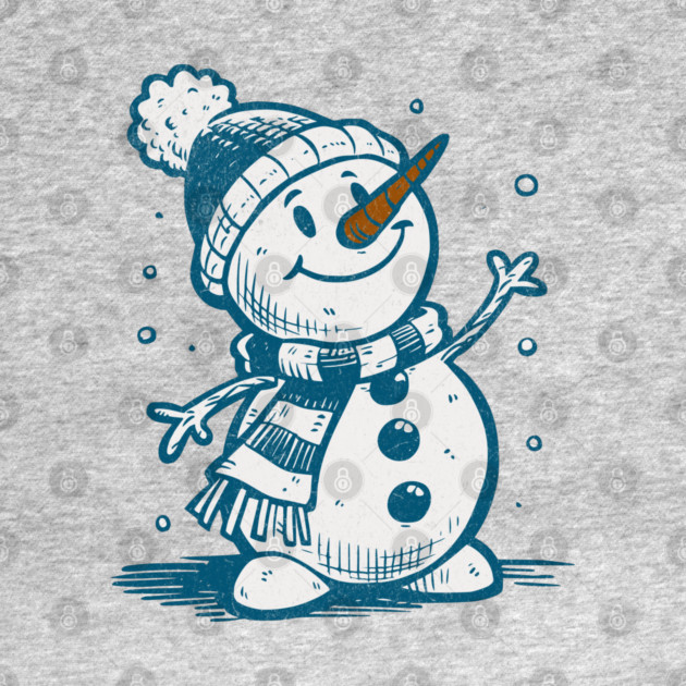 Cute Retro Snowman Winter Cartoon Cozy Seasonal Art by Yesteeyear