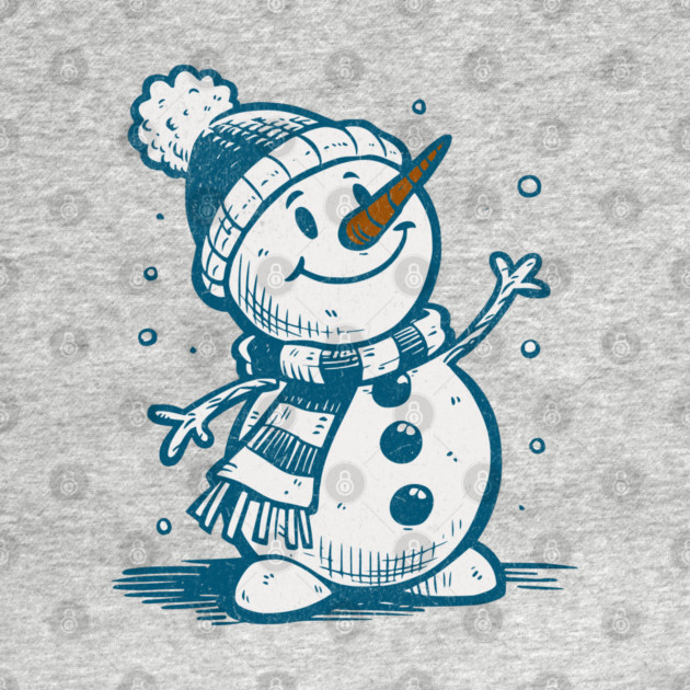 Cute Retro Snowman Winter Cartoon Cozy Seasonal Art by Yesteeyear