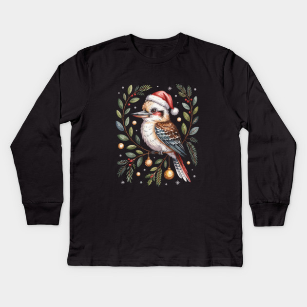 Xmas-Kookaburra Kids Long Sleeve T-Shirt by JessArty