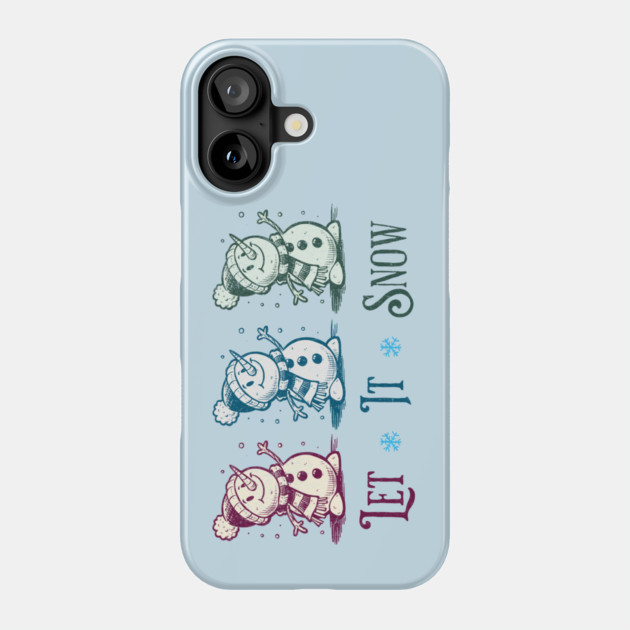 Cute Let It Snow Retro Snowman Winter Cartoon Art Phone Case by Yesteeyear