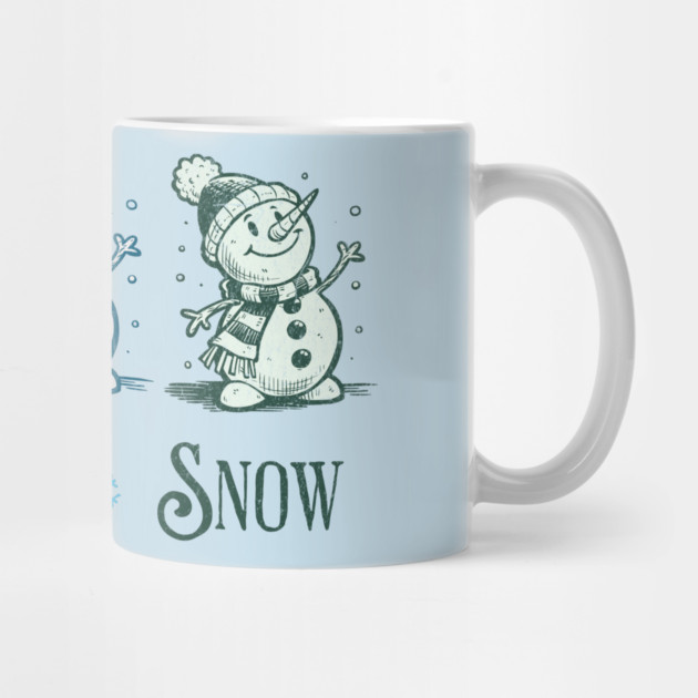 Cute Let It Snow Retro Snowman Winter Cartoon Art by Yesteeyear