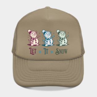 Cute Let It Snow Retro Snowman Winter Cartoon Art Hat