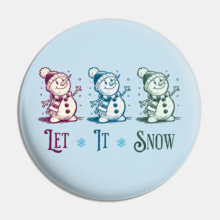 Cute Let It Snow Retro Snowman Winter Cartoon Art Pin