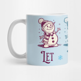 Cute Let It Snow Retro Snowman Winter Cartoon Art Mug