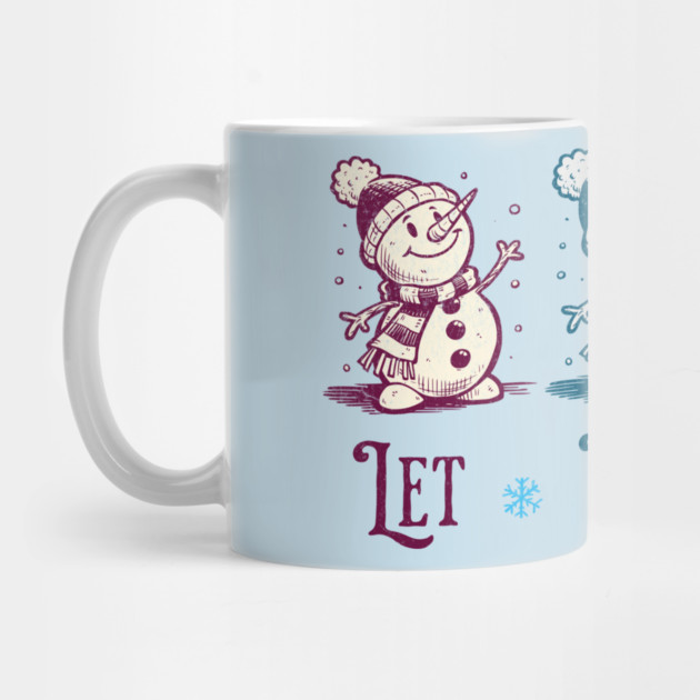Cute Let It Snow Retro Snowman Winter Cartoon Art by Yesteeyear