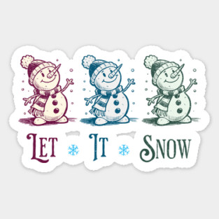 Cute Let It Snow Retro Snowman Winter Cartoon Art Magnet