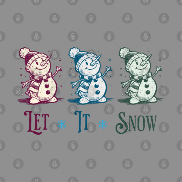 Cute Let It Snow Retro Snowman Winter Cartoon Art by Yesteeyear