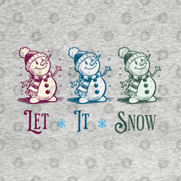 Cute Let It Snow Retro Snowman Winter Cartoon Art by Yesteeyear