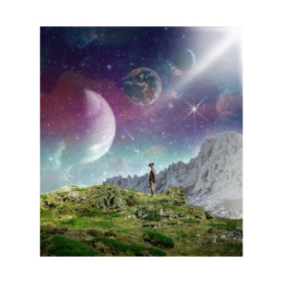 Three planets in retro space collage T-Shirt